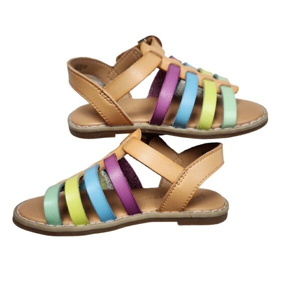Cat & Jack Girls Rainbow Strappy Sandals Size 7 Velcro Closure Non-Marking Sole - Picture 4 of 9